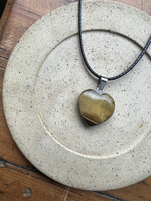 Tiger Eye Crystal Heart Necklace