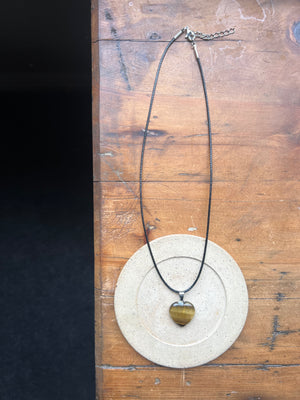 Tiger Eye Crystal Heart Necklace