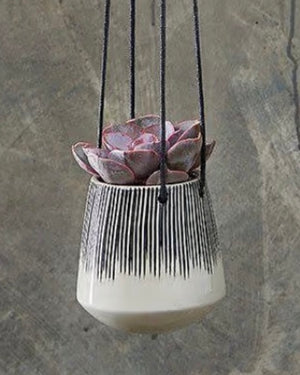 Matamba Ceramic Hanging Planter - Lines
