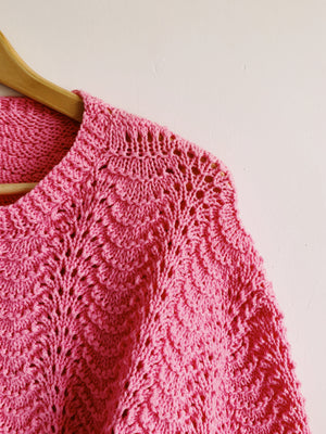 Pretty in Pink Hand-Knitted 80’s Jumper