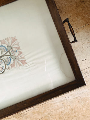 Oak Wooden Tray With Embroidery.