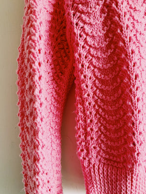 Pretty in Pink Hand-Knitted 80’s Jumper