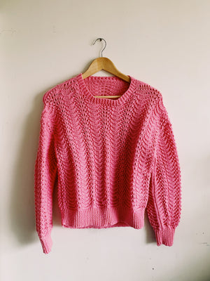 Pretty in Pink Hand-Knitted 80’s Jumper